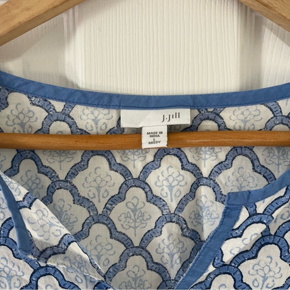 J. Jill Blue Cotton Blouse Large - Picture 3 of 7